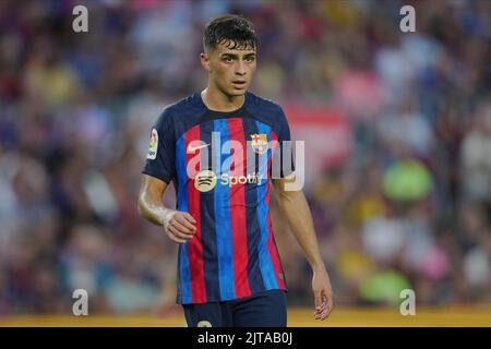 Barcelona, Spanien. 28. August 2022. Pedro Gonzalez Pedri vom FC Barcelona während des La Liga-Spiels zwischen dem FC Barcelona und Real Valladolid spielte am 28. August 2022 im Camp Nou Stadium in Barcelona, Spanien. (Foto von Colas Buera / PRESSIN) Credit: PRESSINPHOTO SPORTS AGENCY/Alamy Live News Stockfoto