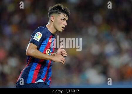 Barcelona, Spanien. 28. August 2022. Pedro Gonzalez Pedri vom FC Barcelona während des La Liga-Spiels zwischen dem FC Barcelona und Real Valladolid spielte am 28. August 2022 im Camp Nou Stadium in Barcelona, Spanien. (Foto von Colas Buera / PRESSIN) Credit: PRESSINPHOTO SPORTS AGENCY/Alamy Live News Stockfoto