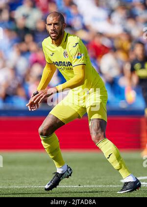 Getafe, Madrid, Spanien. Am 28. August 2022 spielte Etienne Capoue von Villarreal CF während des La Liga-Spiels zwischen Getafe CF und Villarreal CF am 28. August 2022 im Coliseum Alfonso Peres Stadium in Getafe, Madrid, Spanien. (Foto von Ruben Albarran / PRESSIN) Stockfoto