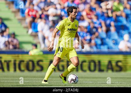 Getafe, Madrid, Spanien. Am 28. August 2022 spielte Dani Parejo von Villarreal CF während des La Liga-Spiels zwischen Getafe CF und Villarreal CF am 28. August 2022 im Coliseum Alfonso Peres Stadium in Getafe, Madrid, Spanien. (Foto von Ruben Albarran / PRESSIN) Stockfoto