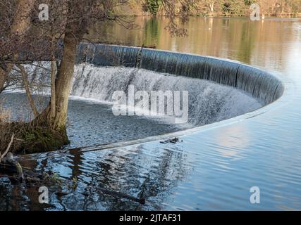 Das Hufeisenwehr am Fluss Derwent in Belper, Derbyshire, England Stockfoto