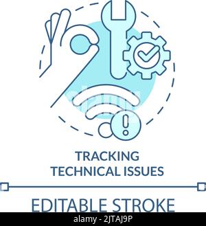 Verfolgung technischer Probleme türkisfarbenes Konzeptsymbol Stock Vektor