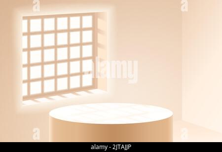 Podium Room House, minimalistisch modernes Studio, Plattform-Szene. Vektorgrafik Stock Vektor
