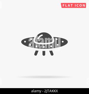Symbol für flache UFO-Vektor. Handgezeichnete Design-Illustrationen. Stock Vektor