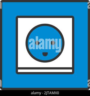 Symbol Für Elektrische Steckdose In Österreich. Editierbare Fett Formatigte Kontur Mit Farbfüllungsdesign. Vektorgrafik. Stock Vektor