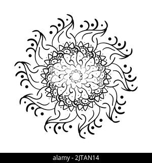 Indische Mandala Blumenmuster zur Dekoration. Mandala Linie Kunst für Malvorlagen. Traditionelle indische Stil Mandala Dekoration Vektor. Stock Vektor