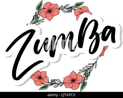 Zumba Dance Studio Text. Kalligraphie Wort Banner Design. Aerobe Fitness. Vektor-Handschriftendarstellung Stock Vektor