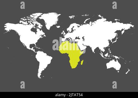 Afrika Kontinent grün in Weltkarte markiert Stock Vektor