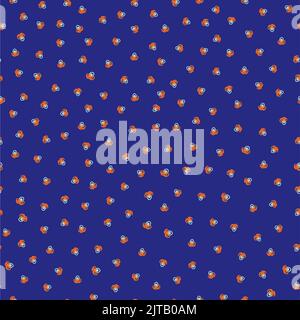 Ditzy Doodle Scribble Kreise Vektor nahtlose Muster Hintergrund. Handgezeichnete kleine Trios aus gekritzelten Kreisen wiederholen sich vor indigoem Hintergrund. Tropische Farbe Stock Vektor