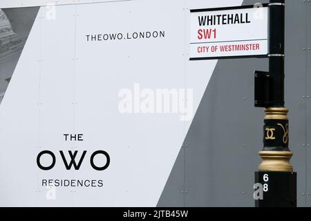 Whitehall, London, Großbritannien. 29. August 2022. Das Old war Office Building in Whitehall wird derzeit als OWO Residences by Rafales errichtet. Kredit: Matthew Chattle/Alamy Live Nachrichten Stockfoto