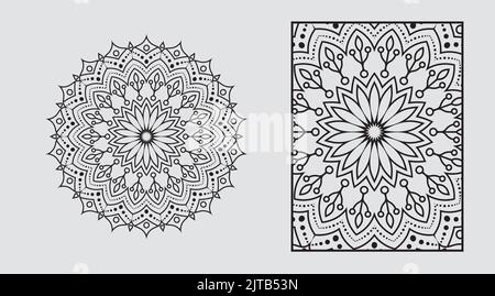 Schwarz-weiß ästhetisches geometrisches Mandala-Design Stock Vektor