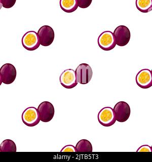 Nahtloses Muster mit iIlustration einer Passionsfrucht auf weißem Hintergrund Stock Vektor