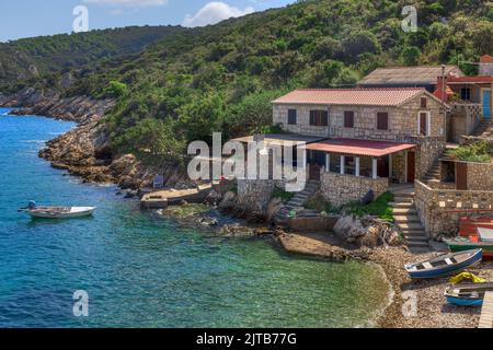 Strand Okljucna, Insel Vis, Dalmatien, Kroatien Stockfoto