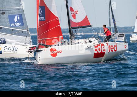Basile Bourgnon, Edenred während des La Solitaire du Figaro 2022, Etappe 2, Monohull Beneteau 3 Segelrennen, Start am 28. August 2022, Port-la-Foret - Royan, Frankreich - Foto Nicolas Pehe / DPPI Stockfoto