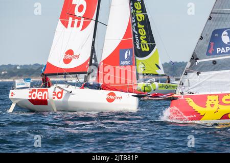 Basile Bourgnon, Edenred während des La Solitaire du Figaro 2022, Etappe 2, Monohull Beneteau 3 Segelrennen, Start am 28. August 2022, Port-la-Foret - Royan, Frankreich - Foto Nicolas Pehe / DPPI Stockfoto