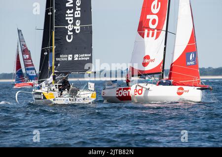 Basile Bourgnon, Edenred während des La Solitaire du Figaro 2022, Etappe 2, Monohull Beneteau 3 Segelrennen, Start am 28. August 2022, Port-la-Foret - Royan, Frankreich - Foto Nicolas Pehe / DPPI Stockfoto