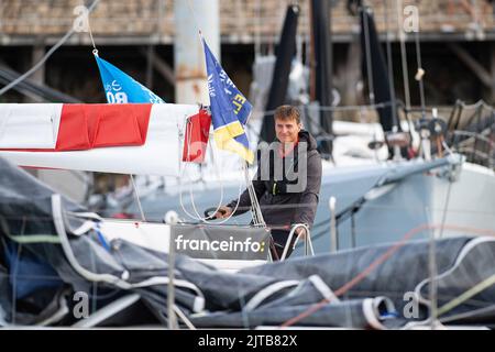 Basile Bourgnon, Edenred während des La Solitaire du Figaro 2022, Etappe 2, Monohull Beneteau 3 Segelrennen, Start am 28. August 2022, Port-la-Foret - Royan, Frankreich - Foto Nicolas Pehe / DPPI Stockfoto