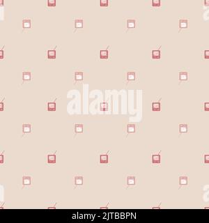 Retro-Fernseher mit gravierten, nahtlosen Antennenmustern. Vintage-Fernseher im handgezeichneten Stil. Skizzenstruktur für Stoff, Tapete, Textil, Druck, Titel, Stock Vektor