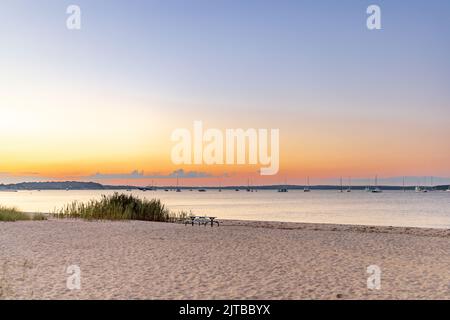 Sonnenuntergang am Haven's Beach, Sag Harbor, NY 11963 Stockfoto