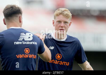 Ryley Scott von Dagenham während Dagenham & Redbridge gegen Bromley, Vanarama National League Football im Chigwell Construction Stadium am 29.. August Stockfoto