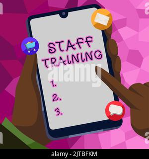 Inspiration mit Zeichen MitarbeiterschulungEin Programm, das Mitarbeitern hilft, spezifisches Wissen zu erlernen. Wort für Ein Programm, das den Mitarbeitern hilft zu lernen Stockfoto