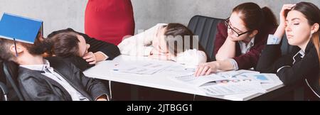 Berichten Sie Überlastung Business Müdigkeit müde Teamschlaf Stockfoto