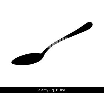 Küche schwarz Löffel Besteck Utensil Besteck Lebensmittel Silhouette Symbol, Logo-Design. Utensil Illustration Restaurant Symbole oder Label wie Konzept. Stock Vektor