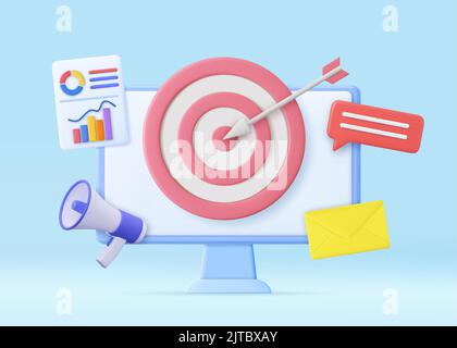 3D Seo-Optimierung und smm-Konzept. Stock Vektor