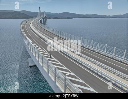 Luftbild der Peljesac-Brücke Stockfoto