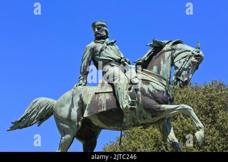 Reiterdenkmal des italienischen Generals, Patrioten, Revolutionärs und Republikaners Giuseppe Garibaldi (1807-1882) in Siena (Toskana), Europa Stockfoto