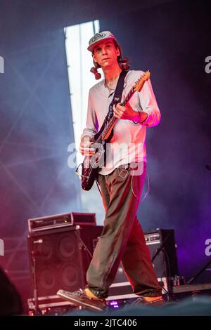 Turin Italien. 28. August 2022. Die amerikanische Band DIIV spielt live auf der Bühne des Spazio 211 während des 'Todays Festival 2022'. Stockfoto