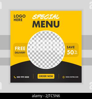 Werbeartikel Food Banner Social Media Post Isolated Design Restaurant Marketing Premium Template Stock Vektor
