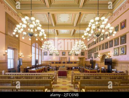 Alte Kammer des Obersten Gerichtshofs im Kansas State Capitol Gebäude in Topeka, Kansas Stockfoto