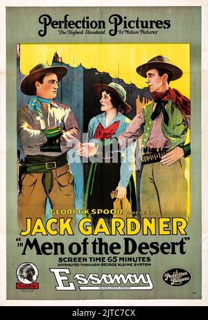 Old Western Movie - Vintage Filmposter - Jack Gardner - Men of the Desert (Essanay, 1917) Stockfoto