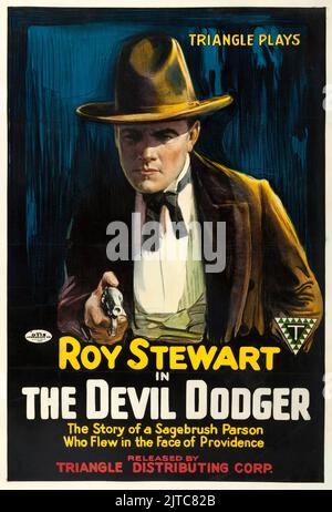 Old Western Movie - Vintage Filmposter - The Devil Dodger (Triangle, 1917) Roy Stewart Stockfoto