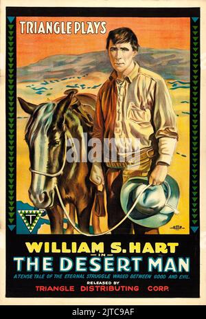 Old Western Movie - Vintage Filmposter für den Film The Desert man - Triangle Plays aus dem Jahr 1917 Stockfoto