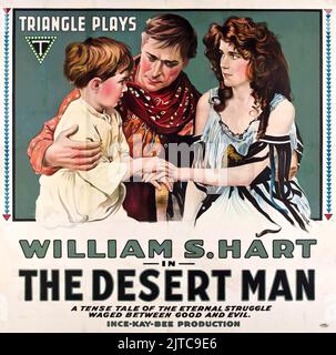 Old Western Movie - Vintage Filmposter für den Film The Desert man - William S Hart Film aus dem Jahr 1917 Stockfoto