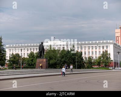 BARNAUL - JULE 17 die Verwaltung des Altai-Territoriums, Stadt Barnaul, Russland am 17. JULE 2019 in Barnaul, Russland. Stockfoto