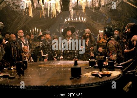 KEIRA KNIGHTLEY, Geoffrey Rush, Johnny Depp, Mackenzie Crook, PIRATEN DER KARIBISCHEN MEERE: AM ENDE DER WELT, 2007 Stockfoto