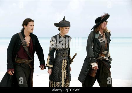 ORLANDO BLOOM, Keira Knightley, Geoffrey Rush, PIRATEN DER KARIBISCHEN MEERE: AM ENDE DER WELT, 2007 Stockfoto