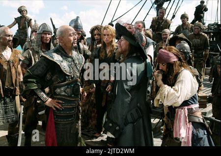 YUN-FAT,HARRIS,KNIGHTLEY,RUSH,DEPP, PIRATEN DER KARIBIK: AM ENDE DER WELT, 2007 Stockfoto