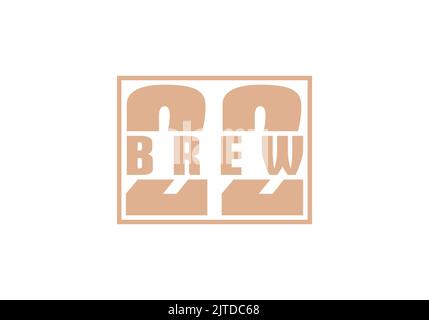 22 Brew Logo Design Template für Kaffee Brauunternehmen Stock Vektor