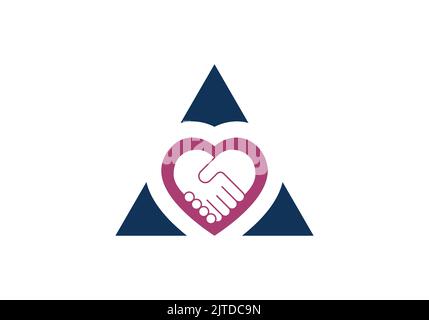 Herz Hand Shake Triangle Care Helping Services Logo Design Template Health Care Services Stock Vektor
