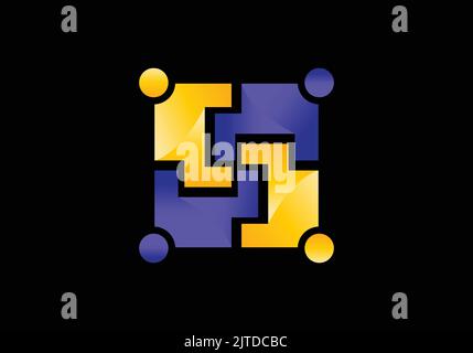 Holding Hands Community Logo Template Design Human Head Community Logo Stock Vektor