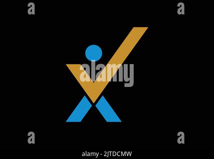X-förmiges menschliches Symbol für das anfängliche Mehrzweck-Monogramm-Buchstabe X Logo-Design Vektor-Vorlage X Buchstabe Logo-Design Stock Vektor