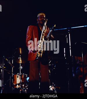 Jazz Fest Berlin, Philharmonie, Deutschland, 1979, The Original Charles Mingus Workshop Ensemble feat. Eddie Gomez, im Bild: George Adams, amerikanischer Tenorsaxophonist. Jazz Fest Berlin, Philharmonie, Deutschland, 1979, Foto: George Adams, Der amerikanische Tenorsaxophonist tritt mit dem Original Charles Mingus Workshop Ensemble auf. Stockfoto