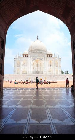 Taj Mahal Blick Vom Royal Guest House, Taj Mahal, Agra, Uttar Pradesh, Indien. Stockfoto