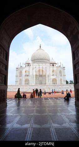 Taj Mahal Blick Vom Royal Guest House, Taj Mahal, Agra, Uttar Pradesh, Indien. Stockfoto