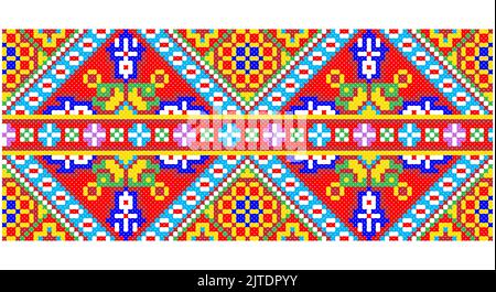 Gestickt gut wie alte handgemachte Kreuzstich ethnischen Ukraine Muster. Ukrainische Handtuch Ornament, ruschnyk genannt, Vektor. Stock Vektor