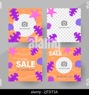 Social Media Sommer Verkauf Post Vorlage, editierbare Social-Media-Vorlage. Hintergrund für Social Media Sommer Verkauf Design Vektor. Beitragsvorlage. Vektorgrafik. Stock Vektor